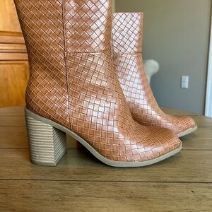 Woven Tan Ankle Boots